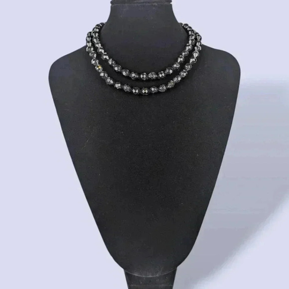 (2/$20) Faceted Black Bead Necklace - Picture 2 of 4